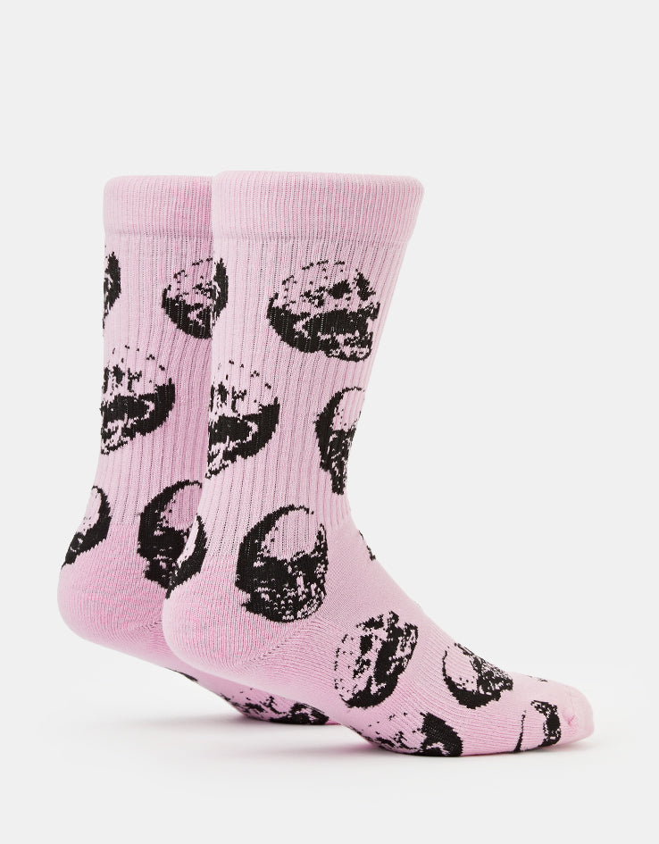 Route One Skulls Crew Socks - Pink