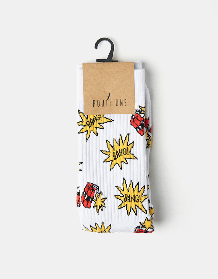 Route One Dynamite Crew Socks - White