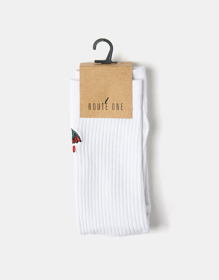Route One Monster Truck Crew Socks - White