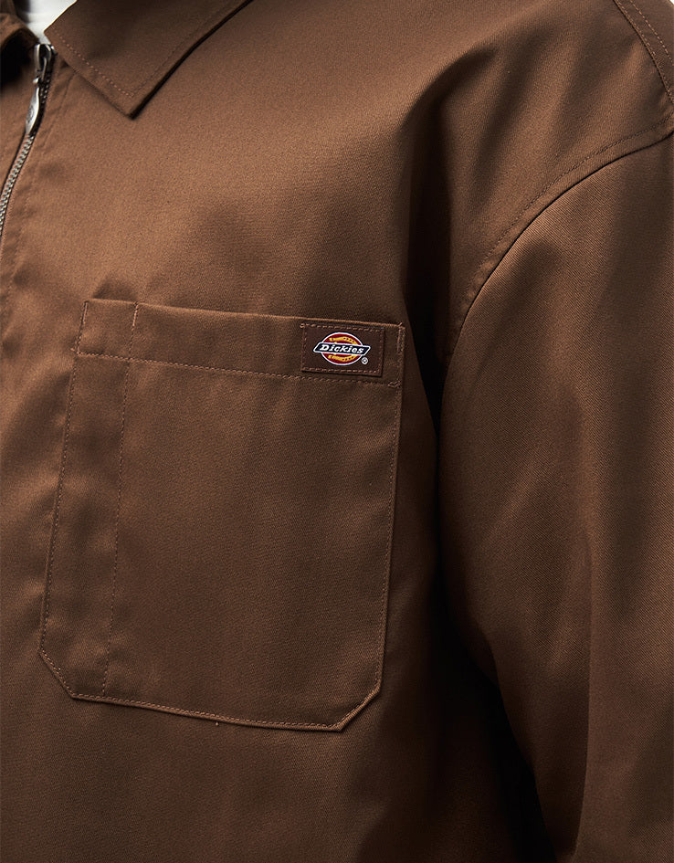 Dickies Cadiz Quarter Zip S/S Shirt - Timber Brown
