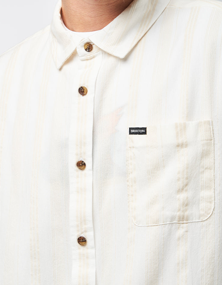 Brixton Cru Striped Dobby S/S Shirt - Off White