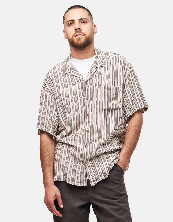 Brixton Bunker Twisted Stripe S/S Shirt - Robust Red