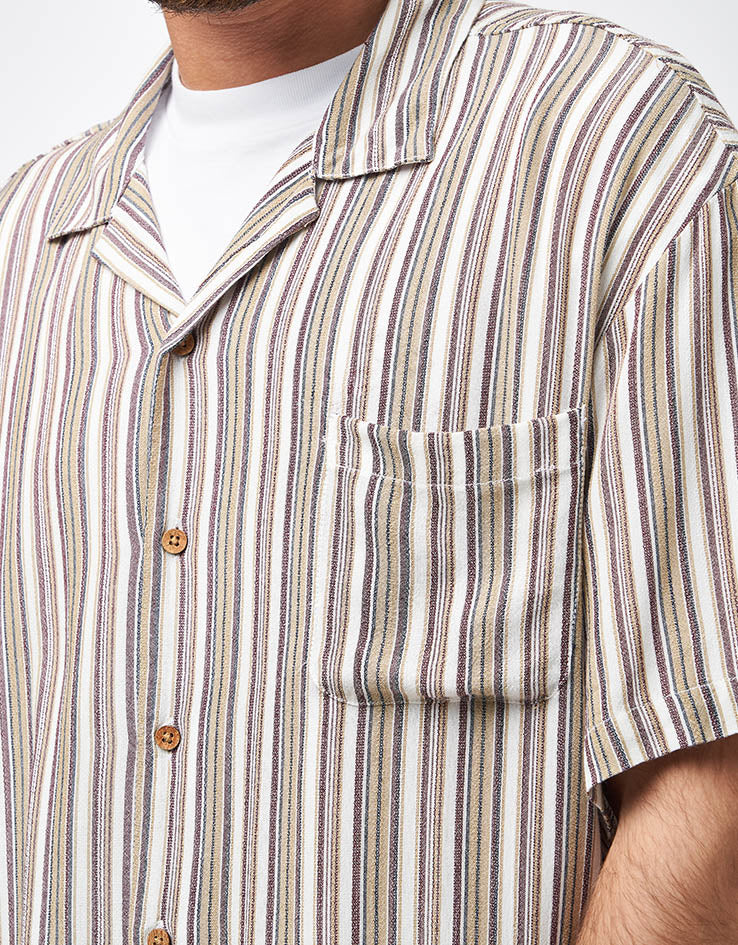 Brixton Bunker Twisted Stripe S/S Shirt - Robust Red