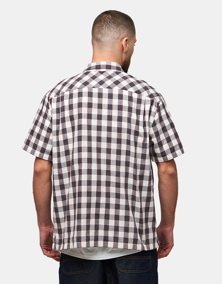 Brixton Cru Plaid S/S Shirt - Black/Off White/Red