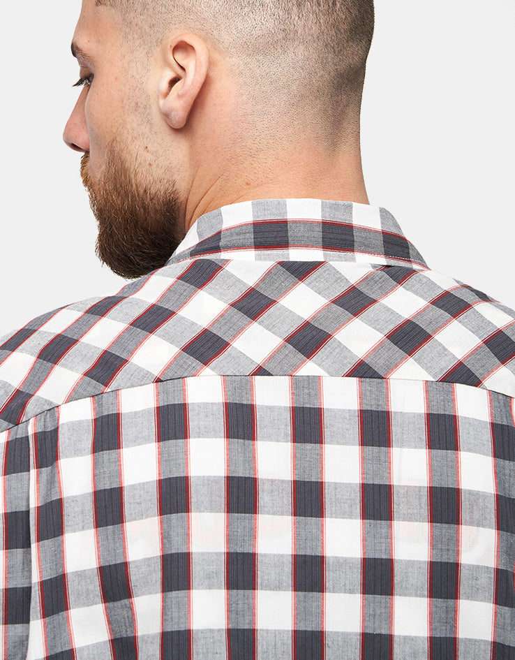 Brixton Cru Plaid S/S Shirt - Black/Off White/Red