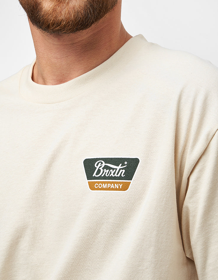 Brixton Linwood T-Shirt - Cream/Dark Green/Metal Bronze