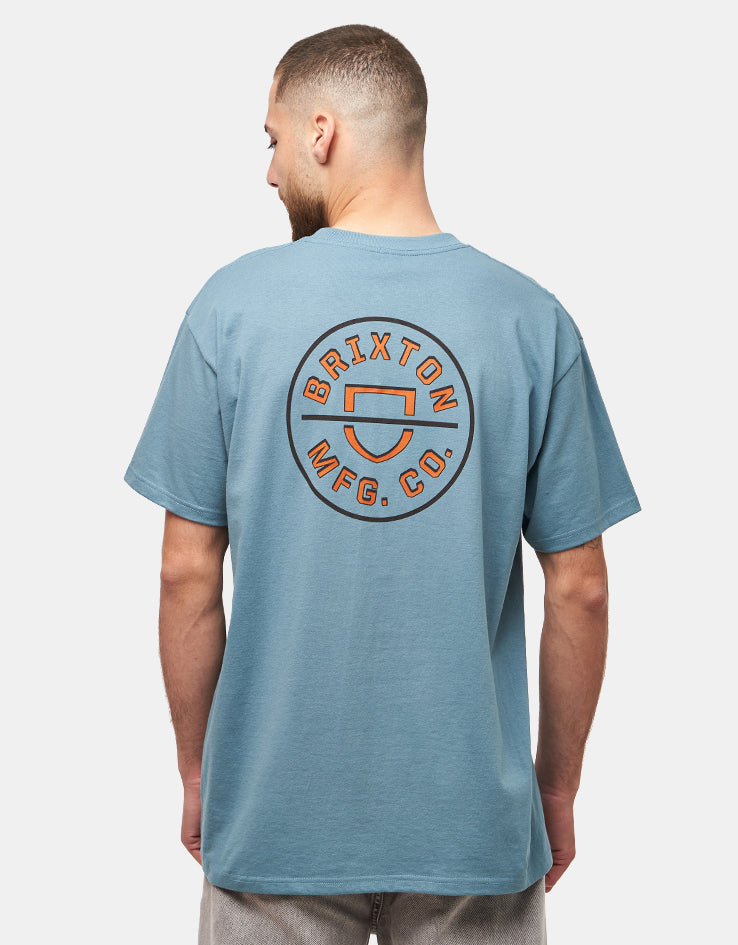 Brixton Crest II T-Shirt - Ocean Breeze/ Black/Rust