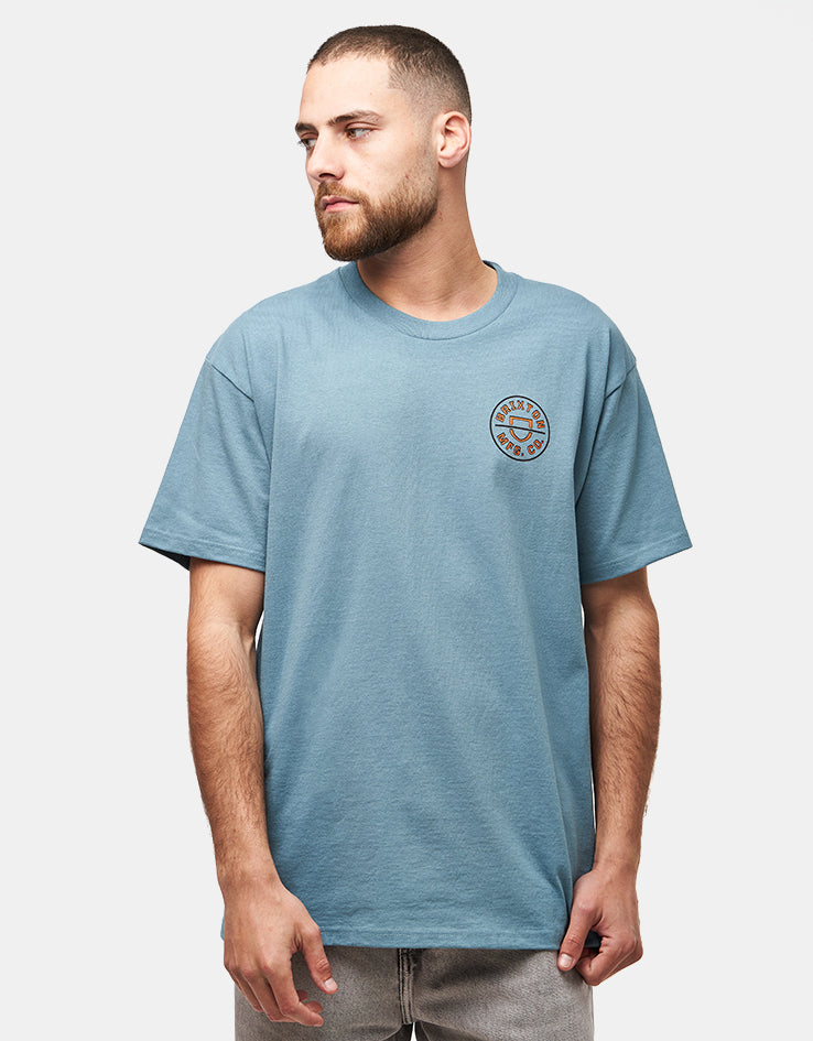 Brixton Crest II T-Shirt - Ocean Breeze/ Black/Rust