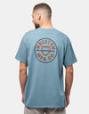 Brixton Crest II T-Shirt - Ocean Breeze/ Black/Rust