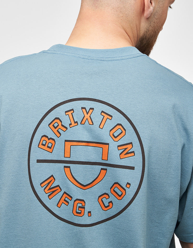 Brixton Crest II T-Shirt - Ocean Breeze/ Black/Rust