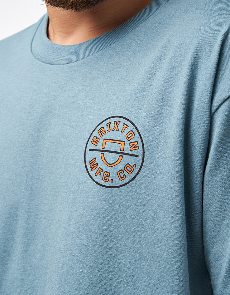 Brixton Crest II T-Shirt - Ocean Breeze/ Black/Rust