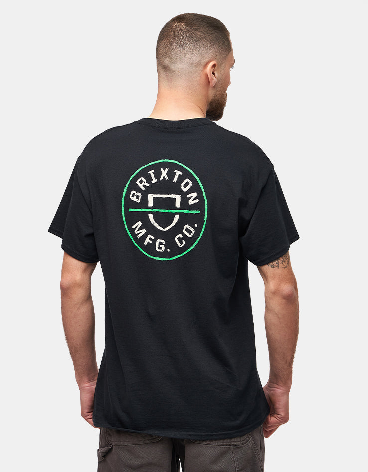Brixton Crest II T-Shirt - Black/Stone/Green