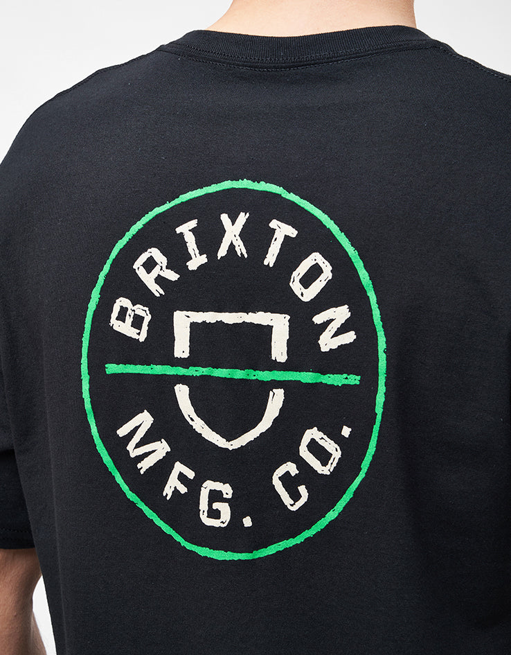 Brixton Crest II T-Shirt - Black/Stone/Green