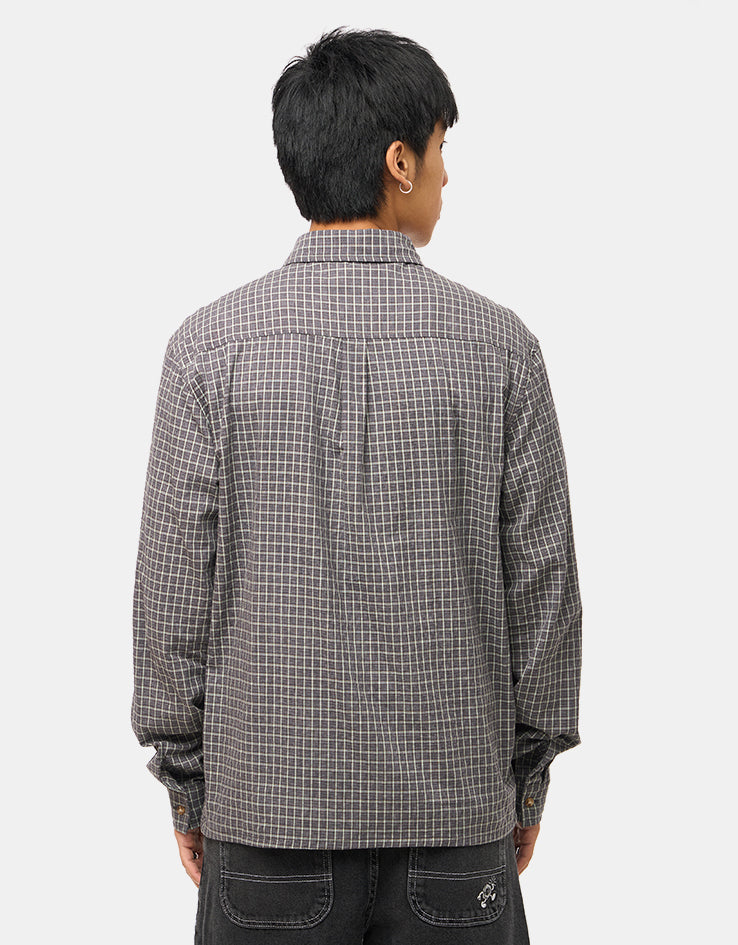 Pass Port Workers Check L/S Shirt - Grey