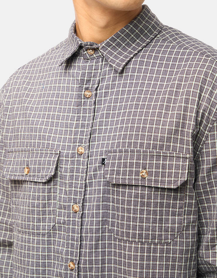 Pass Port Workers Check L/S Shirt - Grey