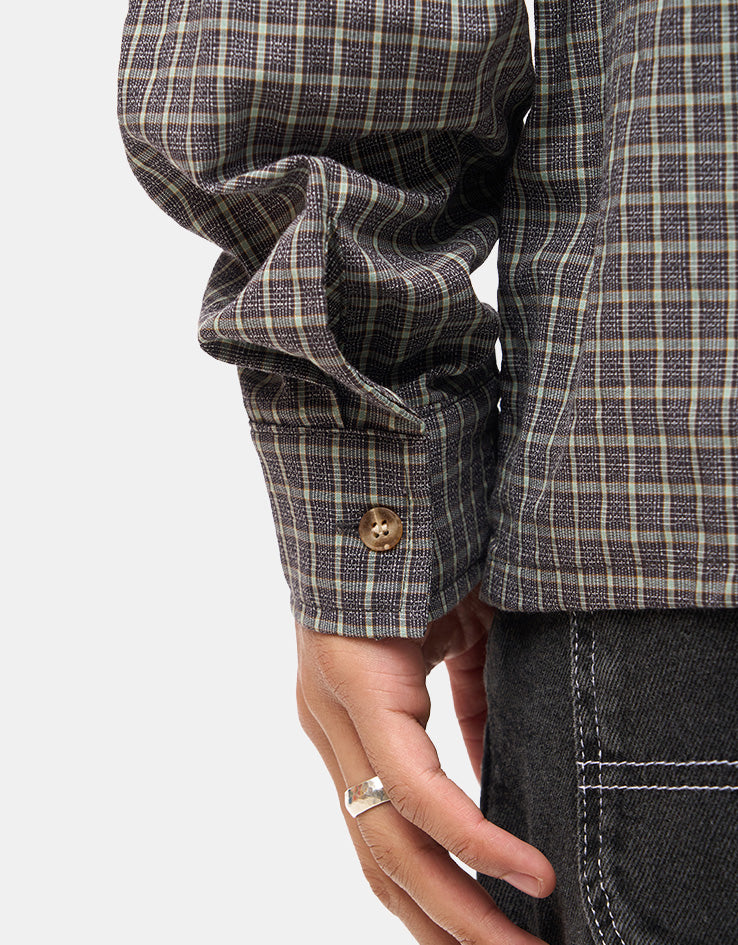 Pass Port Workers Check L/S Shirt - Grey