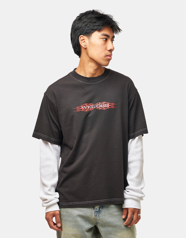 Welcome Brevity Layered L/S Knit - Black/White