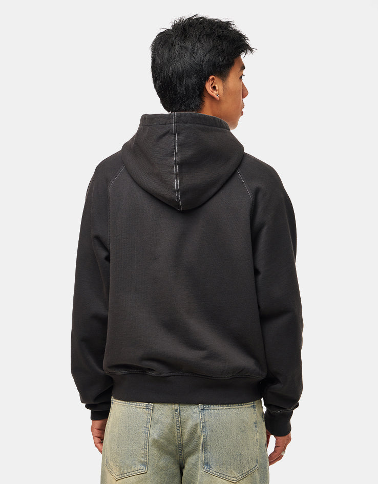 Welcome Kellen Cropped Stud Zip Hoodie - Black/White