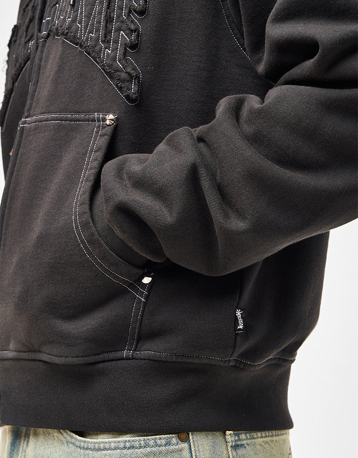 Welcome Kellen Cropped Stud Zip Hoodie - Black/White