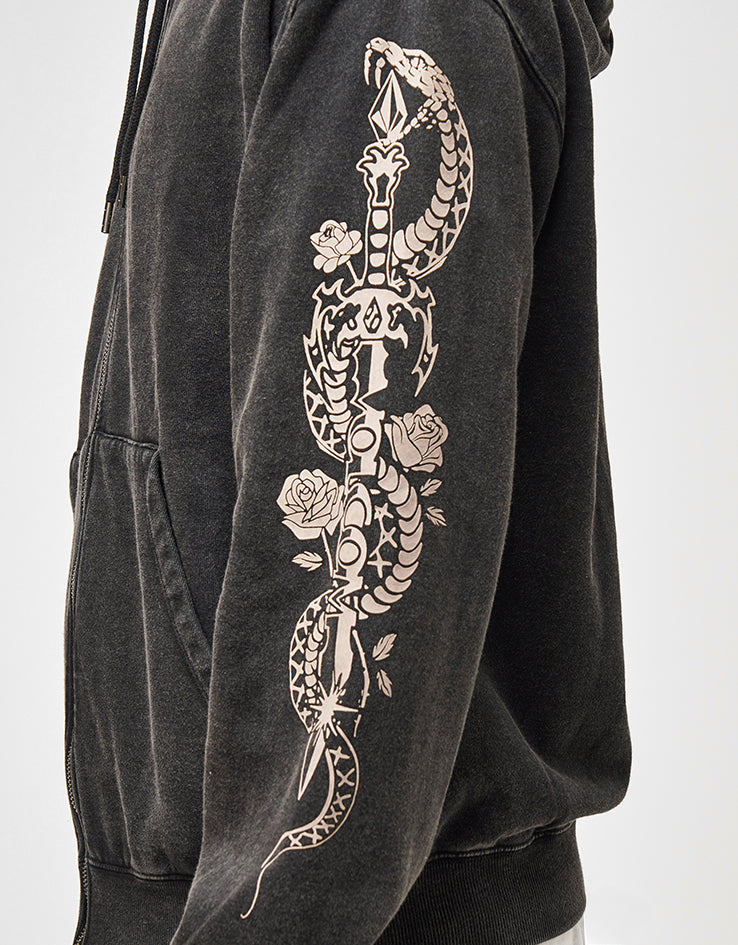 Volcom Die By The Stone Zip Hoodie - Light Acid Black