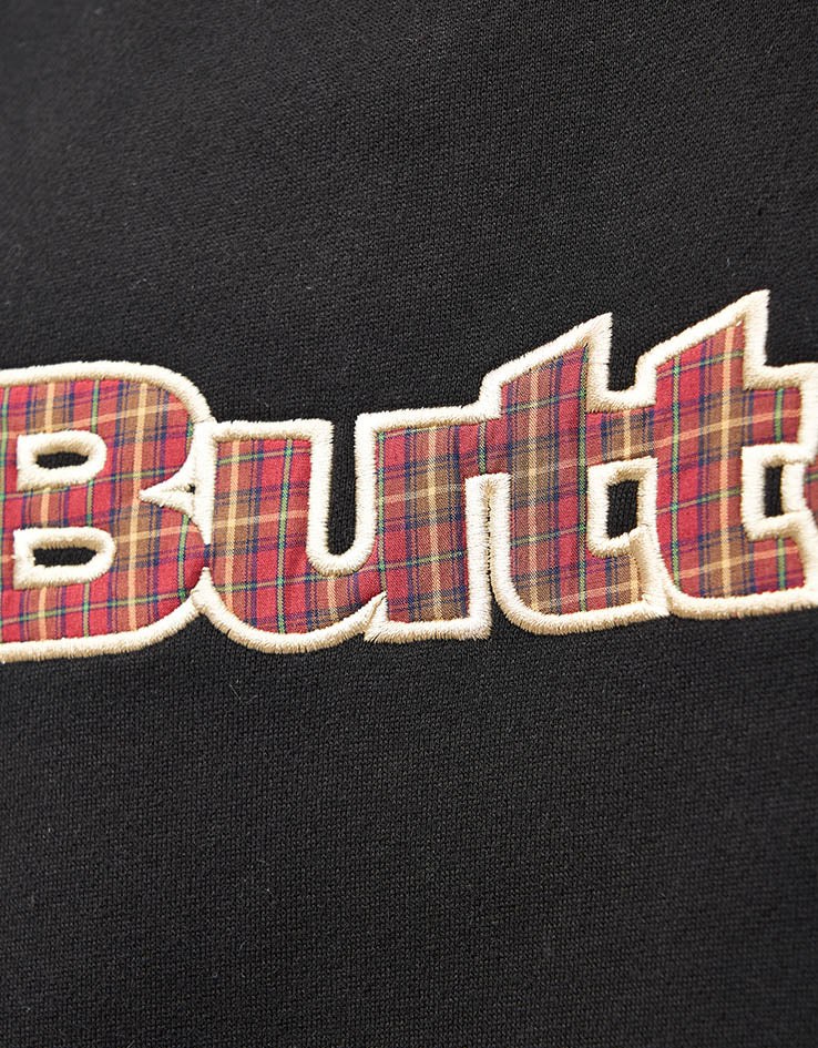 Butter Goods Plaid Logo Applique Pullover Hoodie - Black