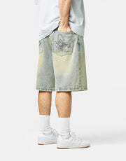 Butter Goods Scorpion Stitch Denim Shorts - Tinted Light Blue