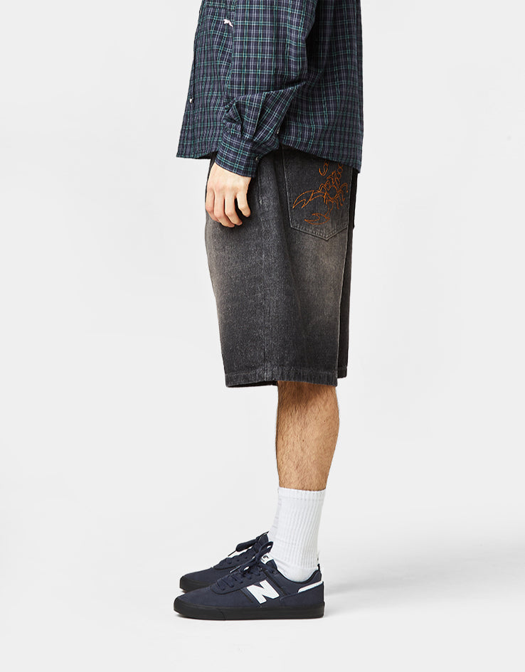 Butter Goods Scorpion Stitch Denim Shorts - Slub Black