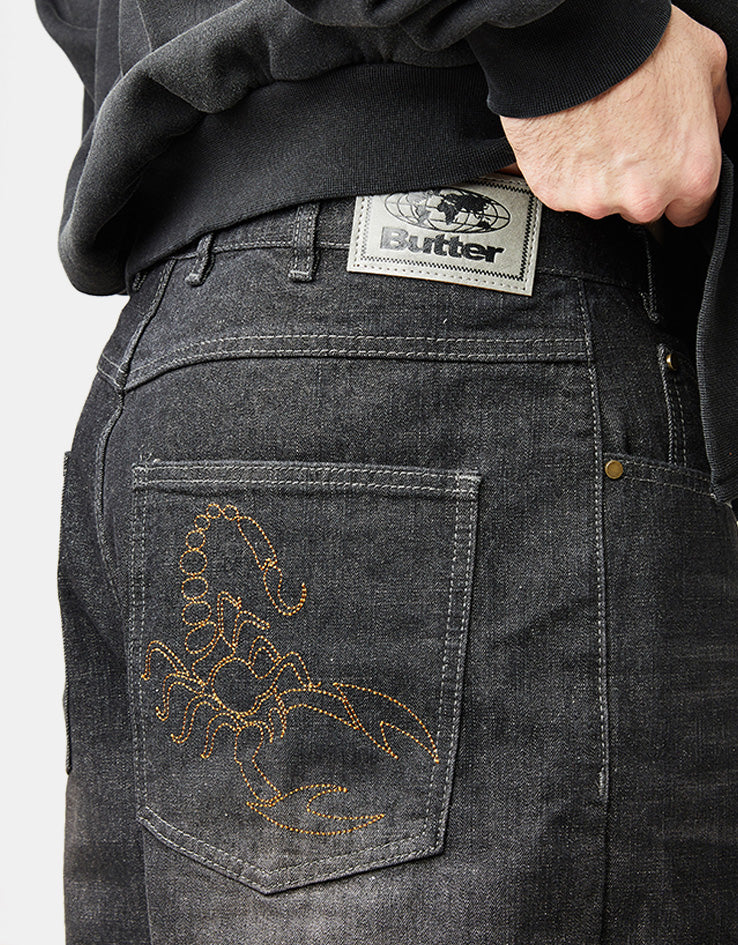 Butter Goods Scorpion Stitch Denim Jeans - Slub Black