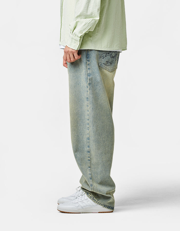 Butter Goods Scorpion Stitch Denim Jeans - Tinted Light Blue