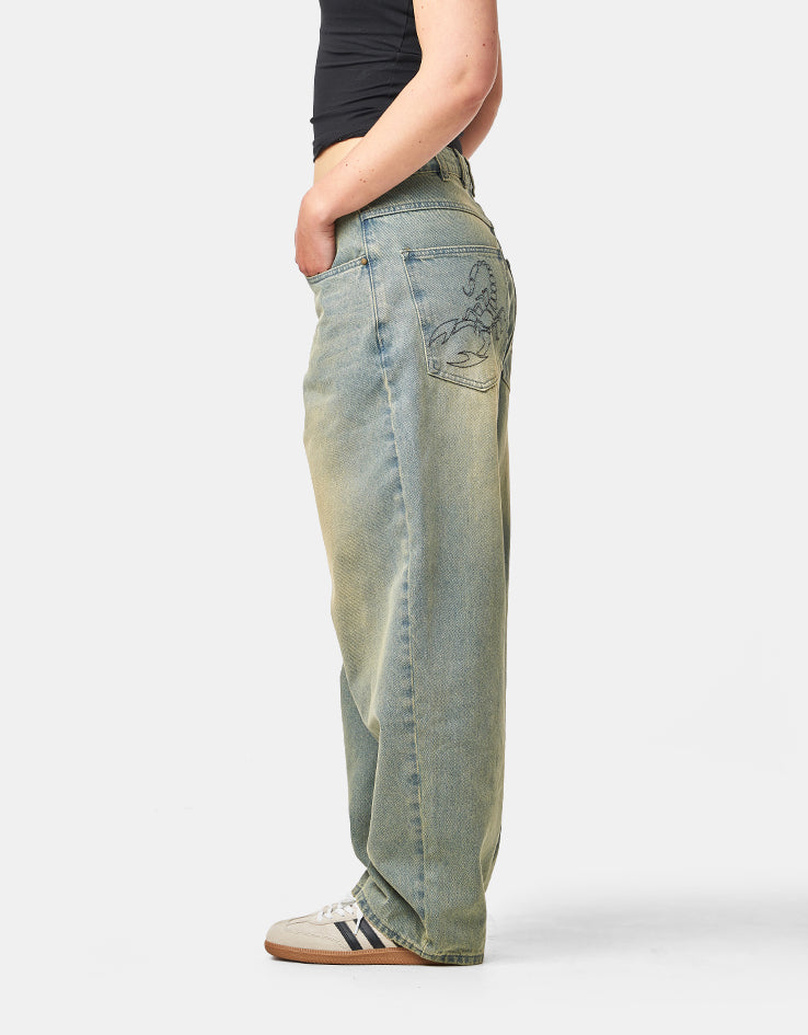 Butter Goods Scorpion Stitch Denim Jeans - Tinted Light Blue
