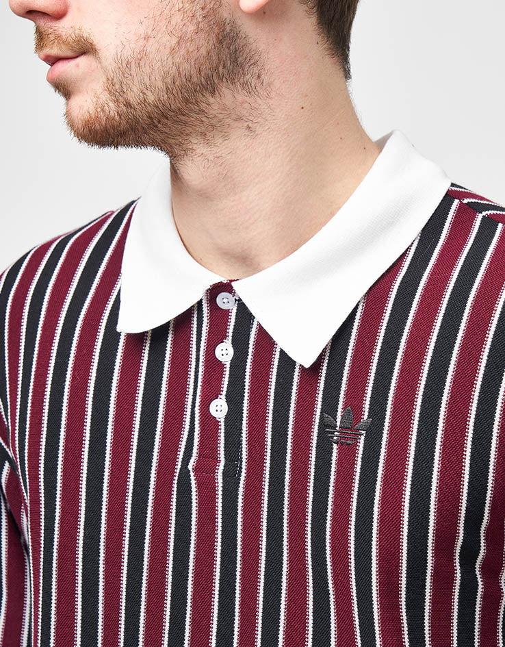 adidas Skate OG Polo Shirt - White/Black/Maroon