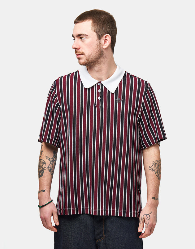 adidas Skate OG Polo Shirt - White/Black/Maroon