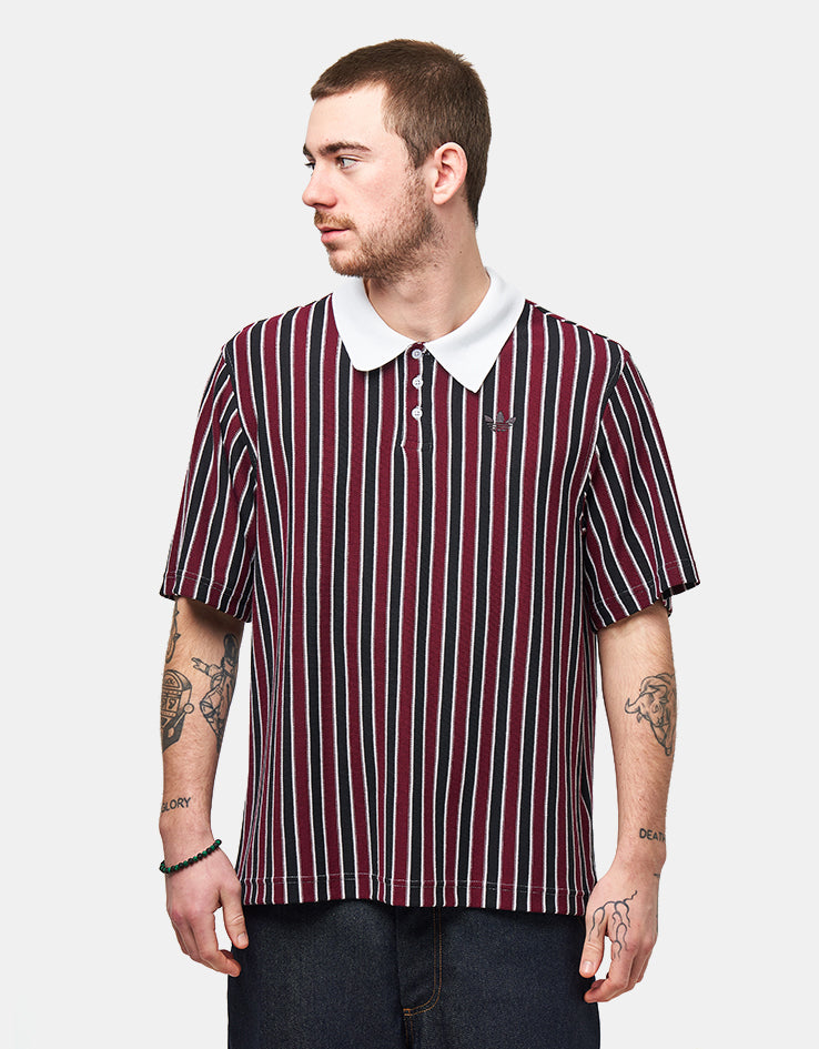 adidas Skate OG Polo Shirt - White/Black/Maroon