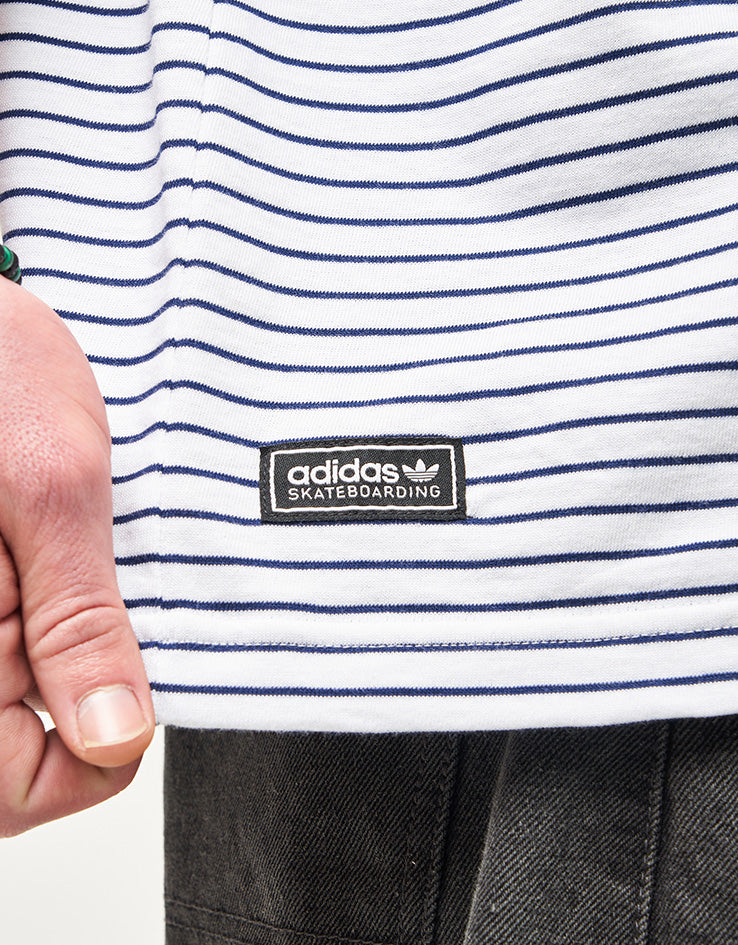 adidas Skate Yarn Dyed Striped T-Shirt - White/Dark Blue