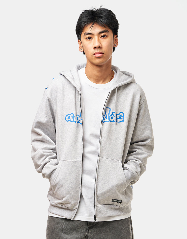 adidas x Kogancult Zip Hoodie - Heather Grey/Lucid Ray