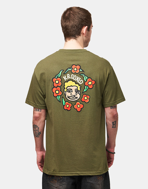 Krooked MG T-Shirt - Military Green/Black/Multi