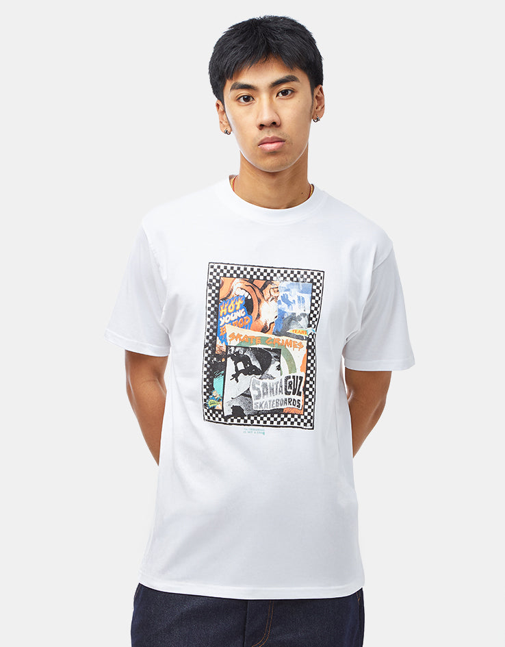 Santa Cruz Ad Collage Front T-Shirt - White