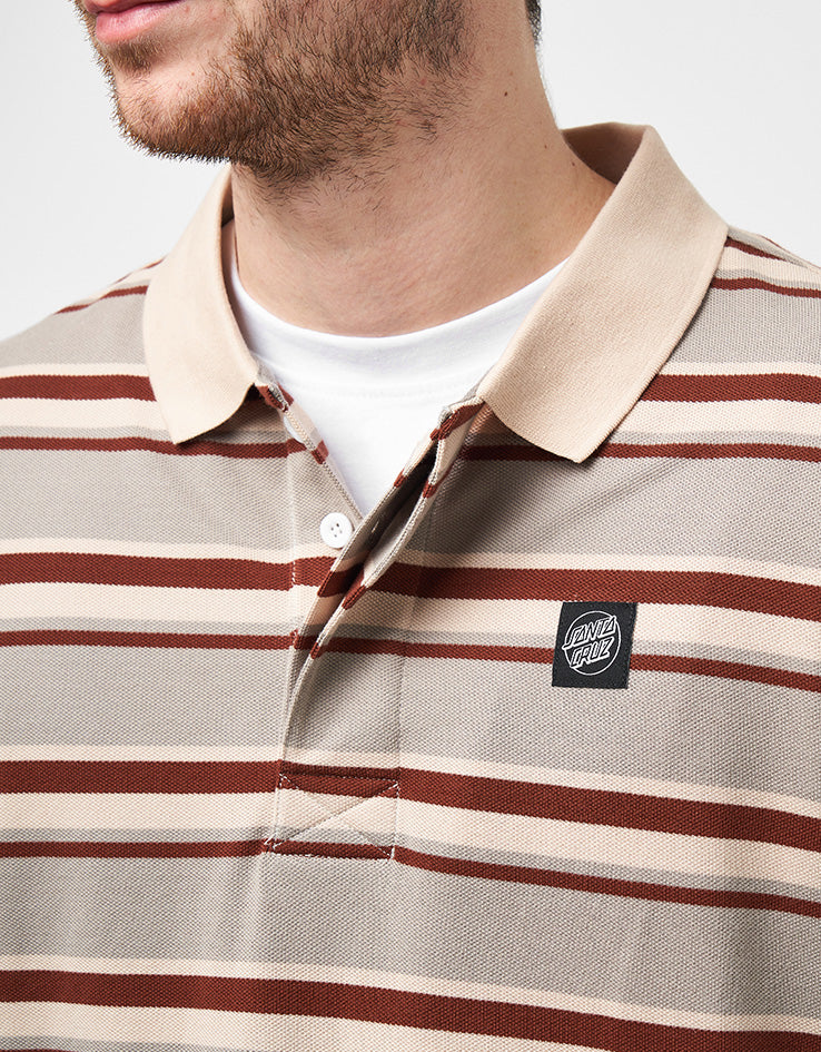 Santa Cruz Cera L/S Polo - Stone Grey/Coffee