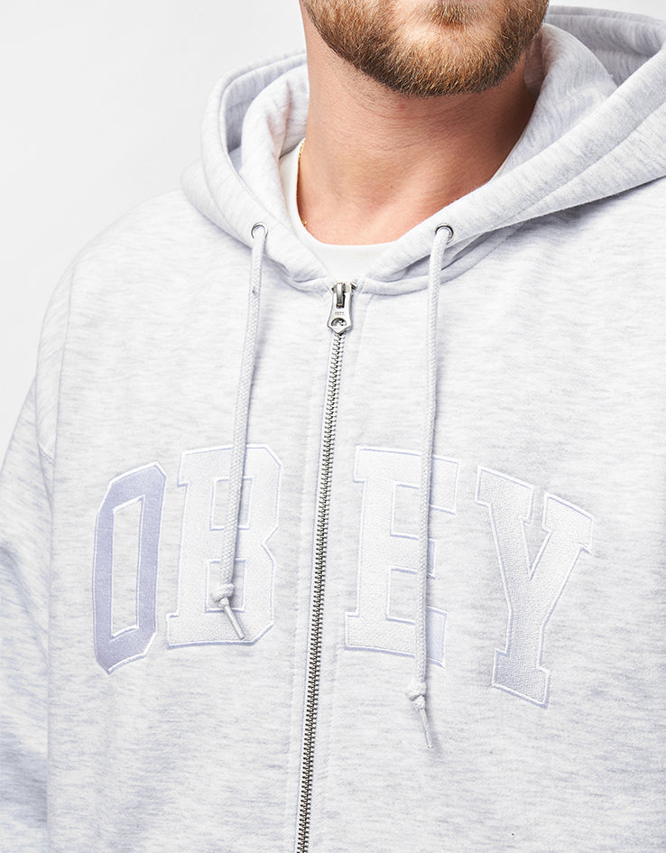Obey Collegiate Zip Hoodie - Ash Grey