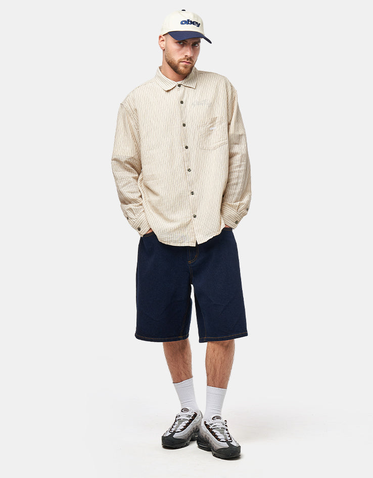 Obey Nelson Woven L/S Shirt - Silver Grey Multi