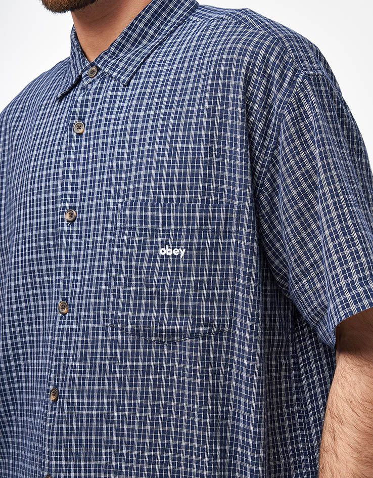 Obey Bigwig Ian Woven S/S Shirt - Academy Navy Multi