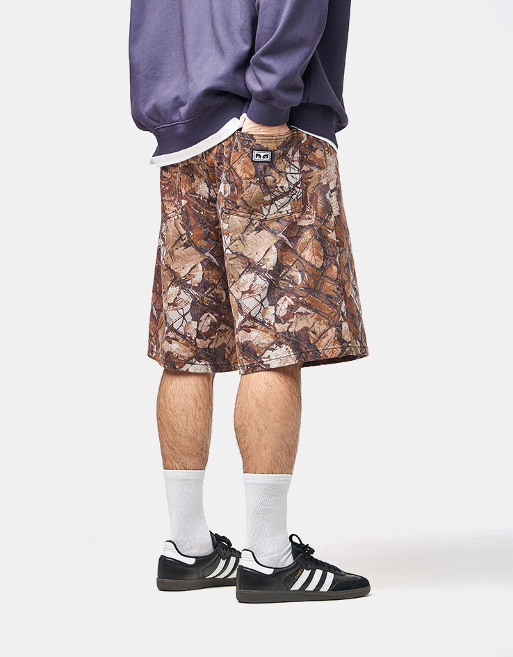 Obey Bigwig Baggy Denim Shorts - Fence Camo