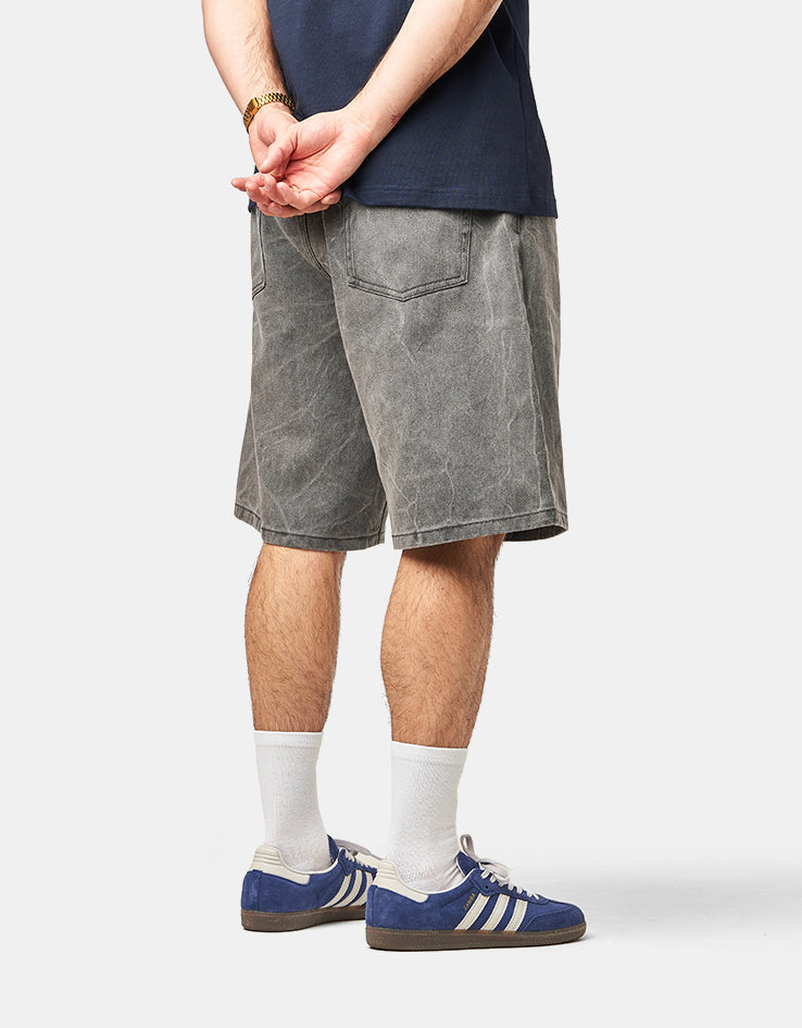 Obey Bigwig Baggy Denim Shorts - Black Wrinkle Wash