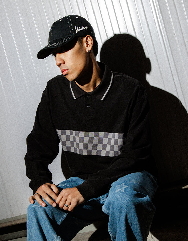 Vans Medford Checkerboard L/S Polo - Black