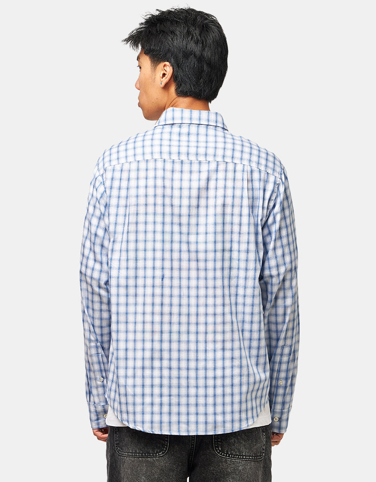HUF H Star L/S Plaid Shirt - Light Blue