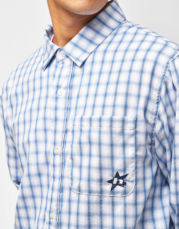 HUF H Star L/S Plaid Shirt - Light Blue