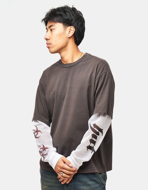 HUF Leon L/S Double Layer Top - Vintage Black