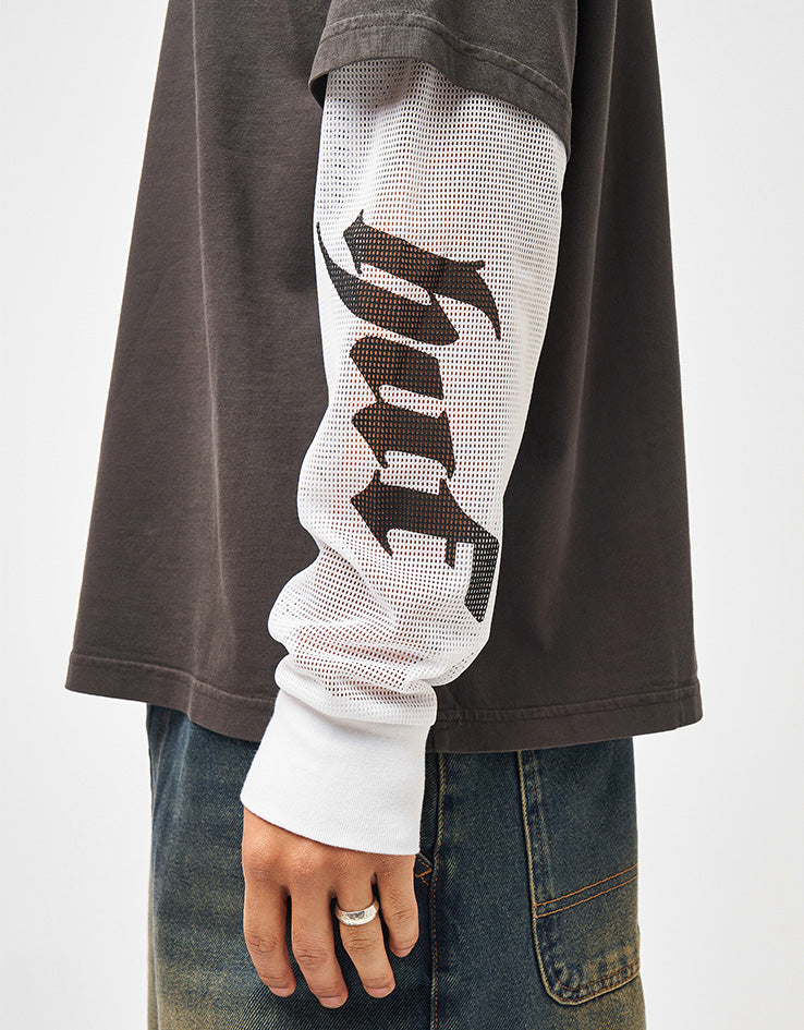 HUF Leon L/S Double Layer Top - Vintage Black