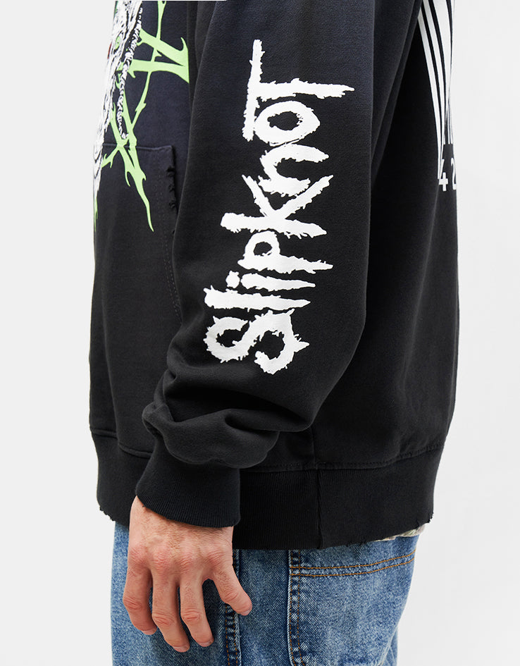 Welcome x Slipknot Ravenous Distressed Sun Fade Pullover Hoodie - Black Fade