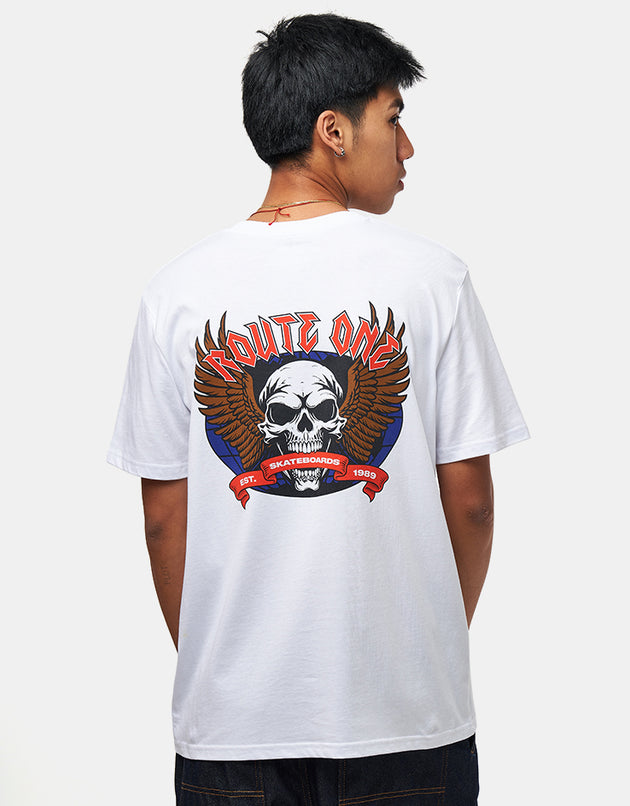 Route One Skull Wings Organic T-Shirt - White